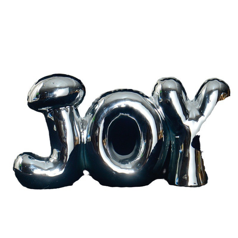 Decoración de letras de globo de cerámica de galvanoplastia de lujo ligero de Navidad sala de estar decoración de árbol de Navidad americano decoración de ambiente nicho