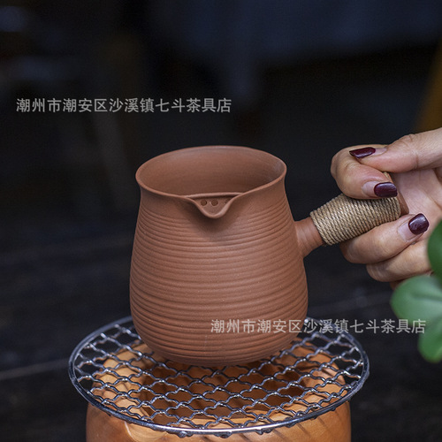 Side-handled teapot with tea separator integrated red clay electric ceramic stove set home health-preserving scented tea white teapot crescent male cup