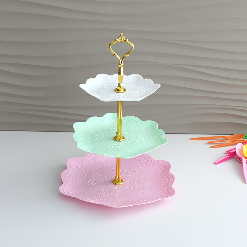 Three-layer Dessert Table Ornaments Display Rack Wedding Birthday Party Cake Rack Candy Tea Break Set Table Dessert Fruit Plate