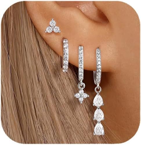 Silver sparkling diamond water drop flowers 4 pack