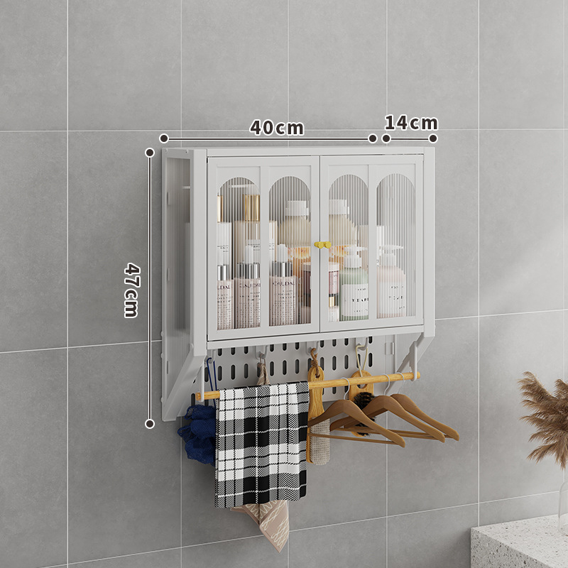 Estantes de pared sin clavos para el hogar, gabinetes a prueba de polvo, baños, gabinetes de pared, estantes, una pieza