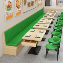 餐厅桌椅快餐店西餐厅实木凳子桌椅商用带抽屉餐桌椅组合