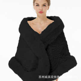 Engerla冬季新款配晚礼服小披肩旗袍仿皮草时尚气质晚宴新娘外搭