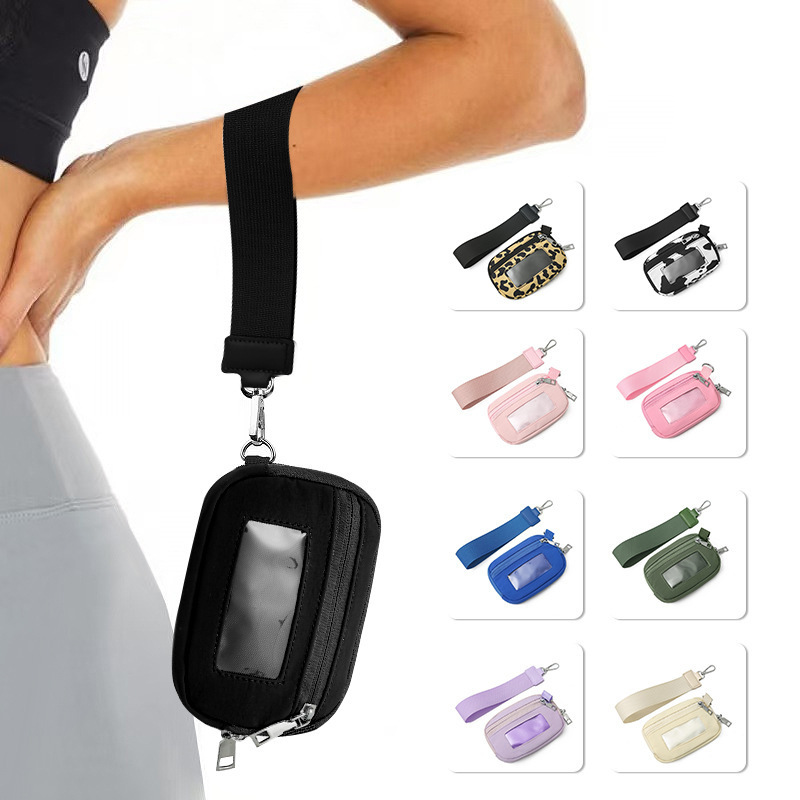 Customized Spot Lululemon Same Style Transparent Pvc Card Bag Wrist Bag Portable Bank Card Change Cosmetics Bag