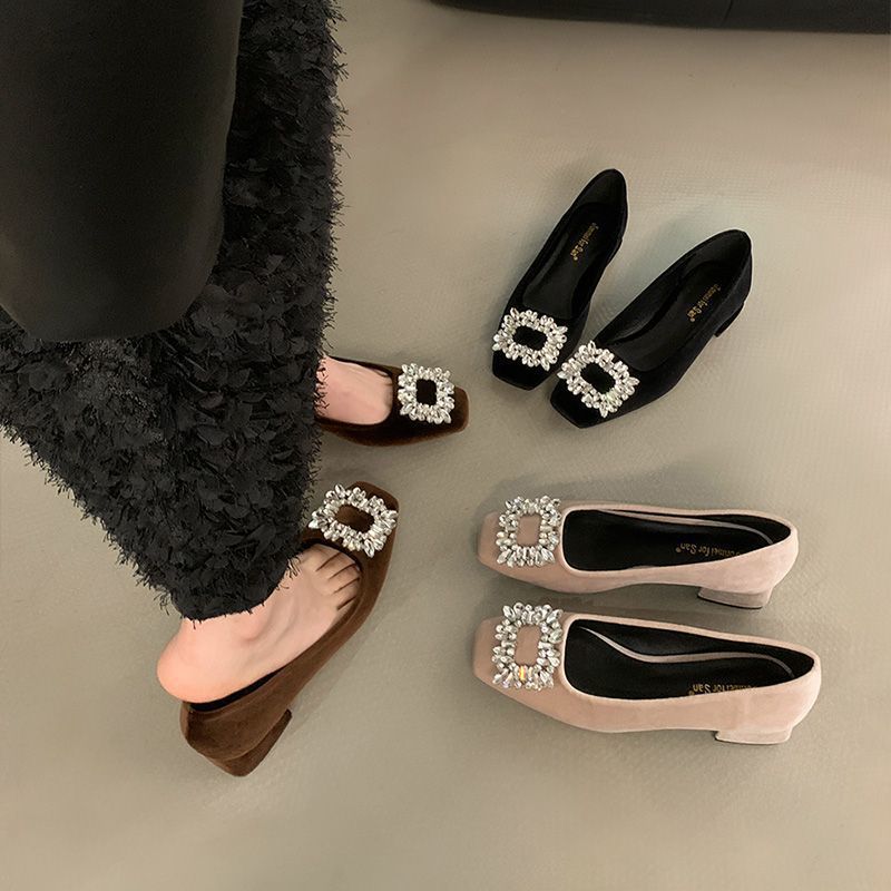 Black comfortable elegant Mary Jane shoes square toe with…
