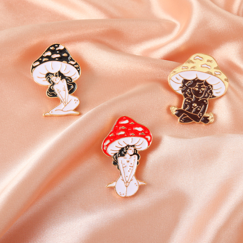 Cartoon Style Human Mushroom Alloy Enamel Stoving Varnish Unisex Brooches display picture 3