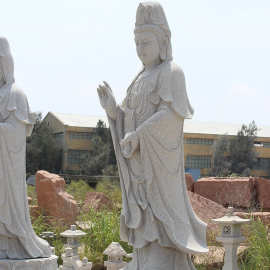 唐代石雕观音像图片大全 寺庙景区祈福观音菩萨石像 福建石雕佛像