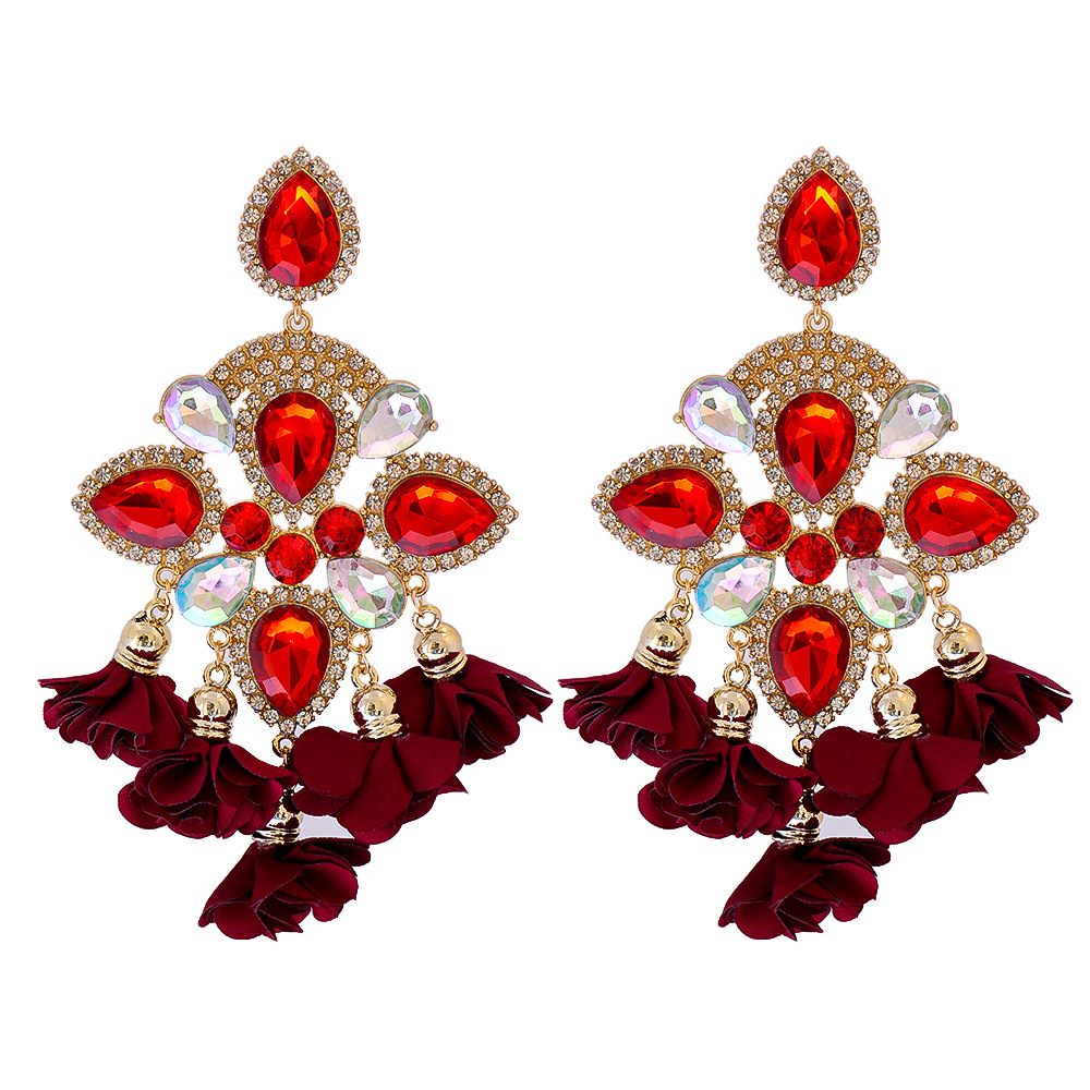 New Bohemian Color Diamond Flower Female Earrings Personality Accessories Wholesale display picture 45