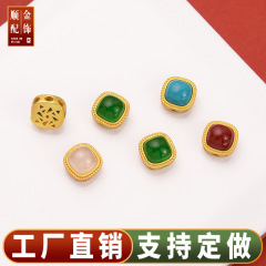 強保色アクセサリーdiyアクセサリー砂金アクセサリー角型隔珠散珠古法金ブレスレット手串編みビーズ