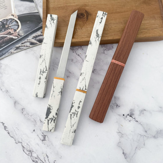 in stock Internet Celebrity Stainless Steel Cloud Ink Knife Mandarin Duck Double Knife Household Convenient Fruit Knife Multifunctional Outdoor Knife