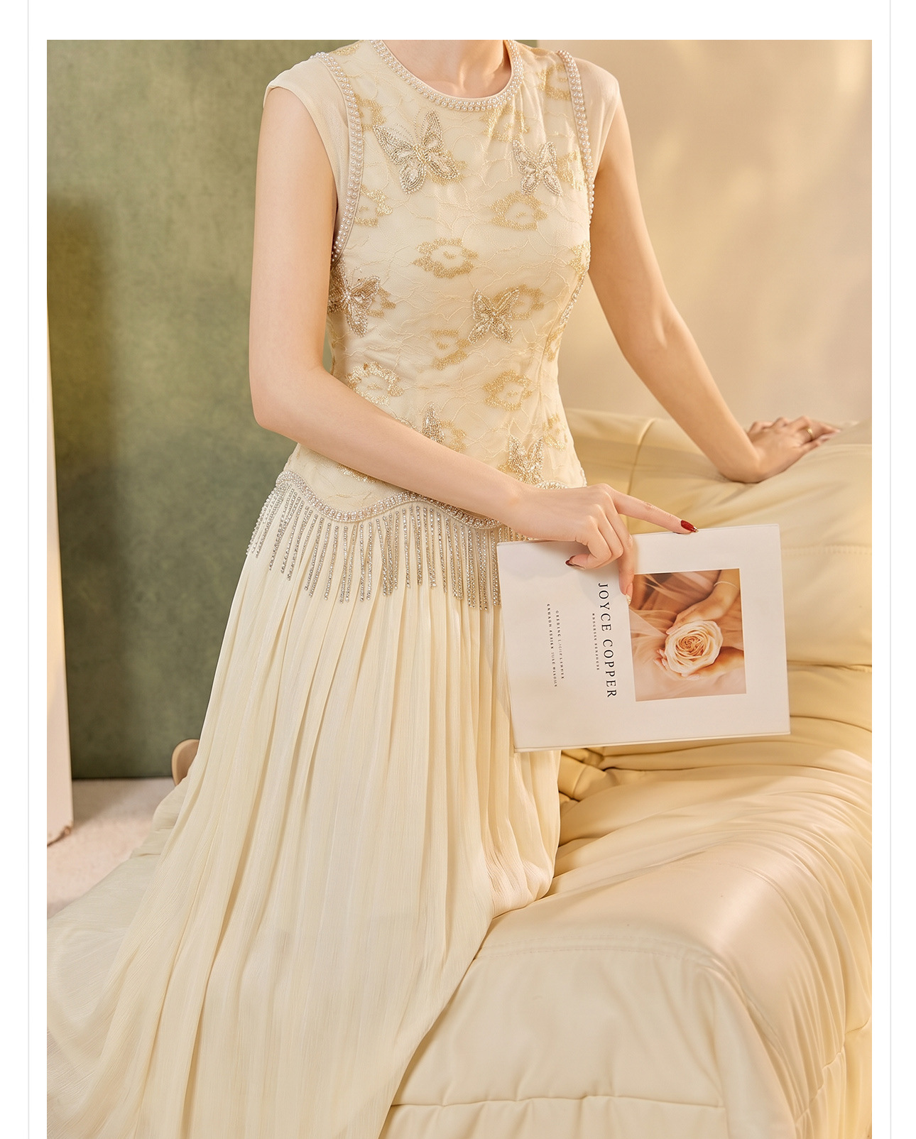 Set áo vest gile và chân váy nữ phong cách Trung Quốc cổ điển thêu đính cườm — bộ đồ, nửa váy, Trang chủ chi tiết 3