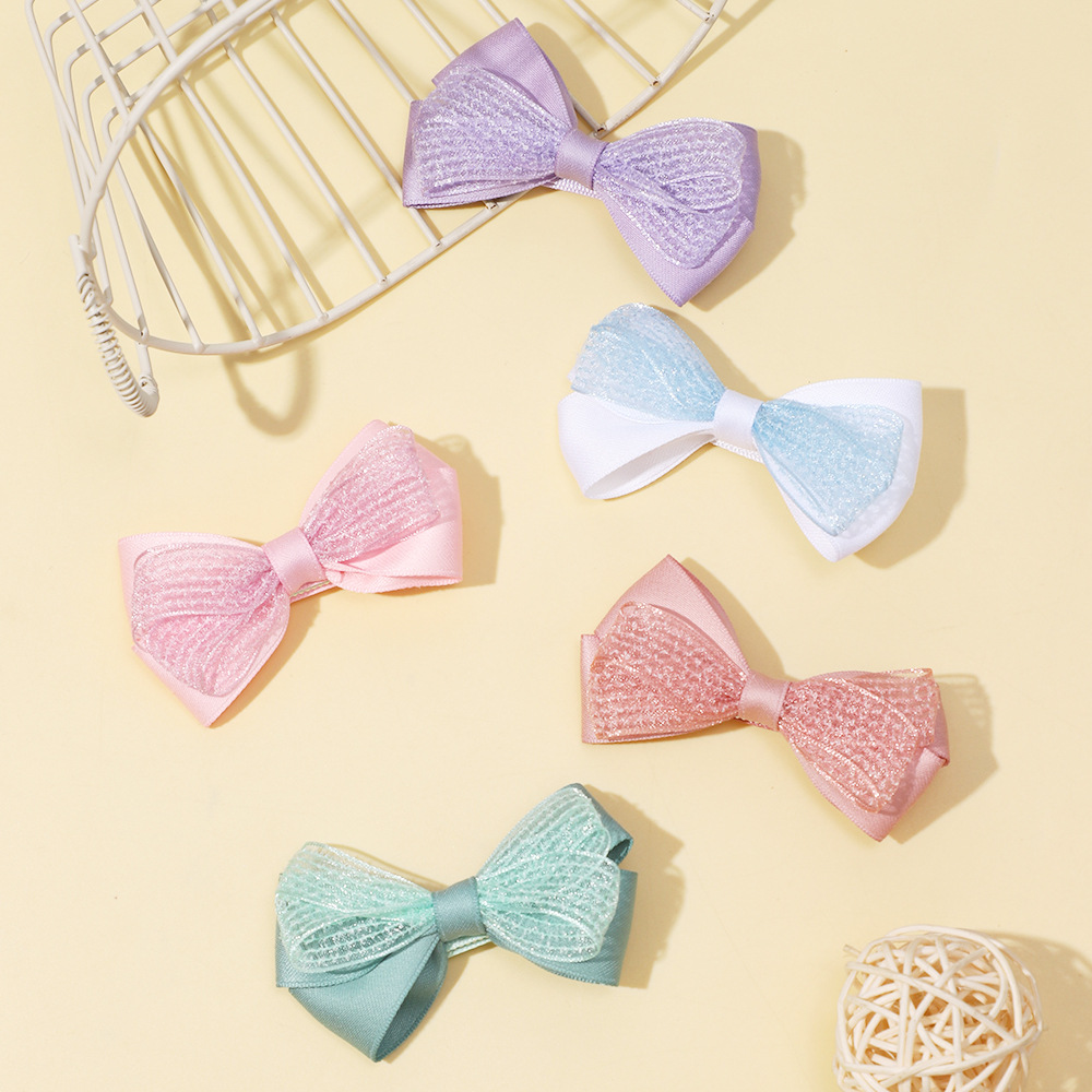 Carino fermaglio per capelli per bambini europei e americani commercio estero transfrontaliero nuovi accessori per capelli per bambini ragazze fiocco tinta unita clip all'ingrosso_voghion.com