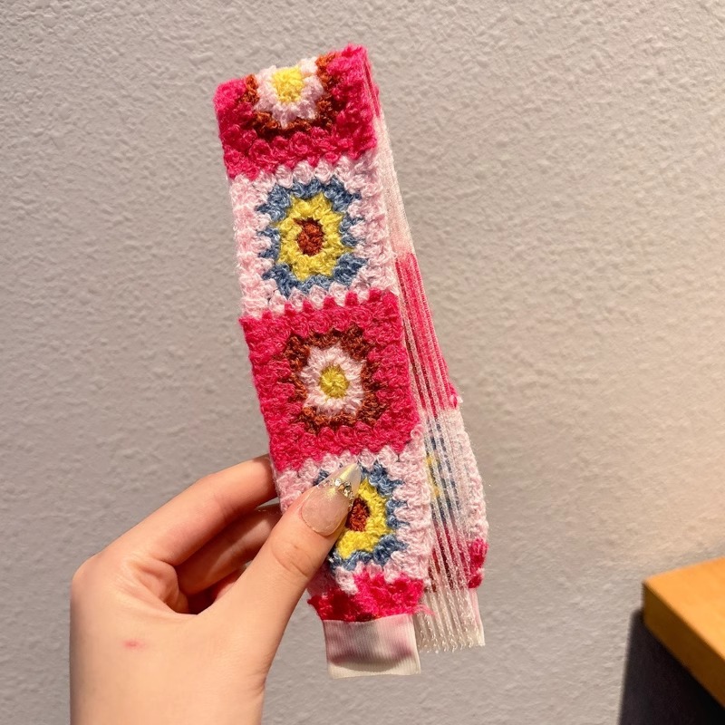 Flor francesa de punto velcro cinta de cabello para adultos fresa de cabello acabado artefacto de la niña cabello fija banda de cabello tocado