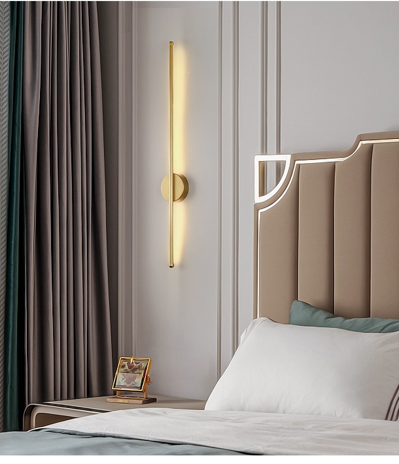 Luz LED lineal de tira larga para interiores, para dormitorio, mesita de noche, pared de fondo de la sala de estar, pasillo, lámpara de pared Zhongshan moderna y minimalista para uso doméstico.