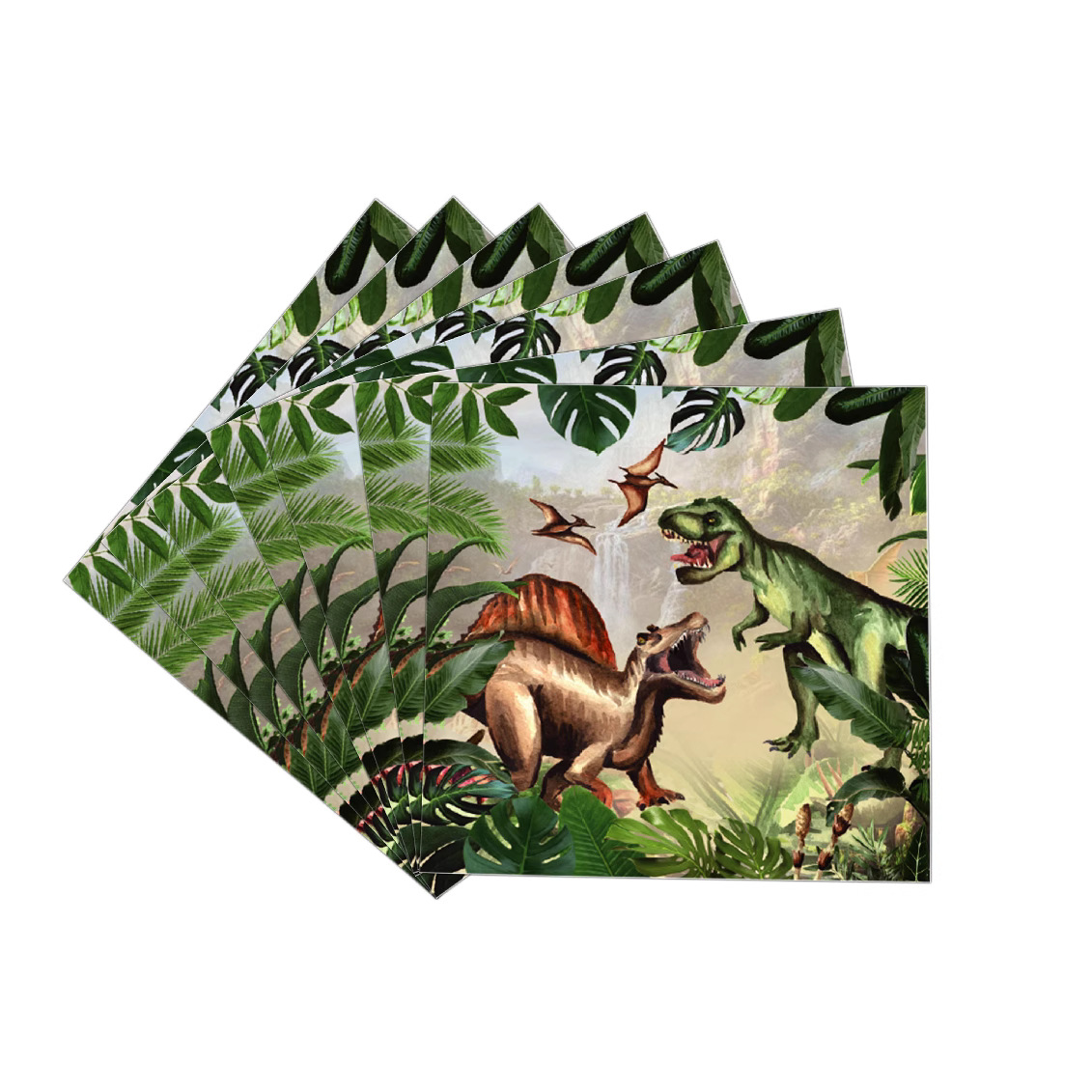 Platos de papel transfronterizos Dinosaurios Tema jurásico Suministros de fiesta de cumpleaños Platos de papel Taza de papel Juego de vajilla desechable