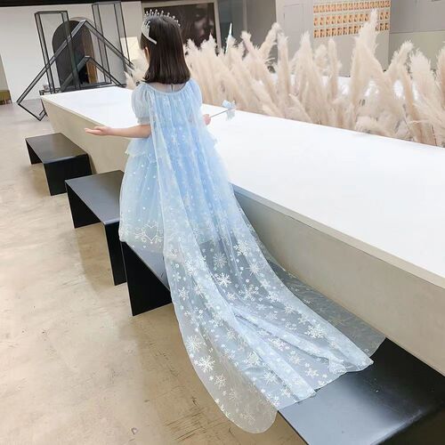 Girls Elsa Princess Dress 2024 Summer New Girls Dress Elsa Princess Mesh Children's Day Performance Skirt Trendy