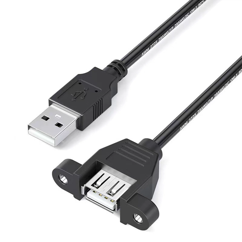 USB male to female adapter cable with ears and screw fixing seat industrial control chassis USB extension cable can be selected