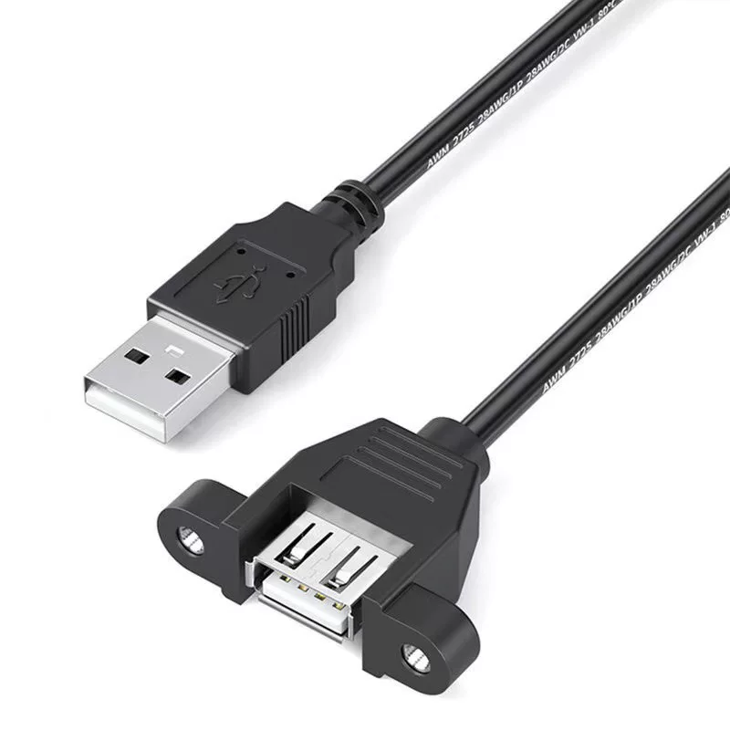 USB male to female adapter cable with ears and screw fixing seat industrial control chassis USB extension cable can be selected
