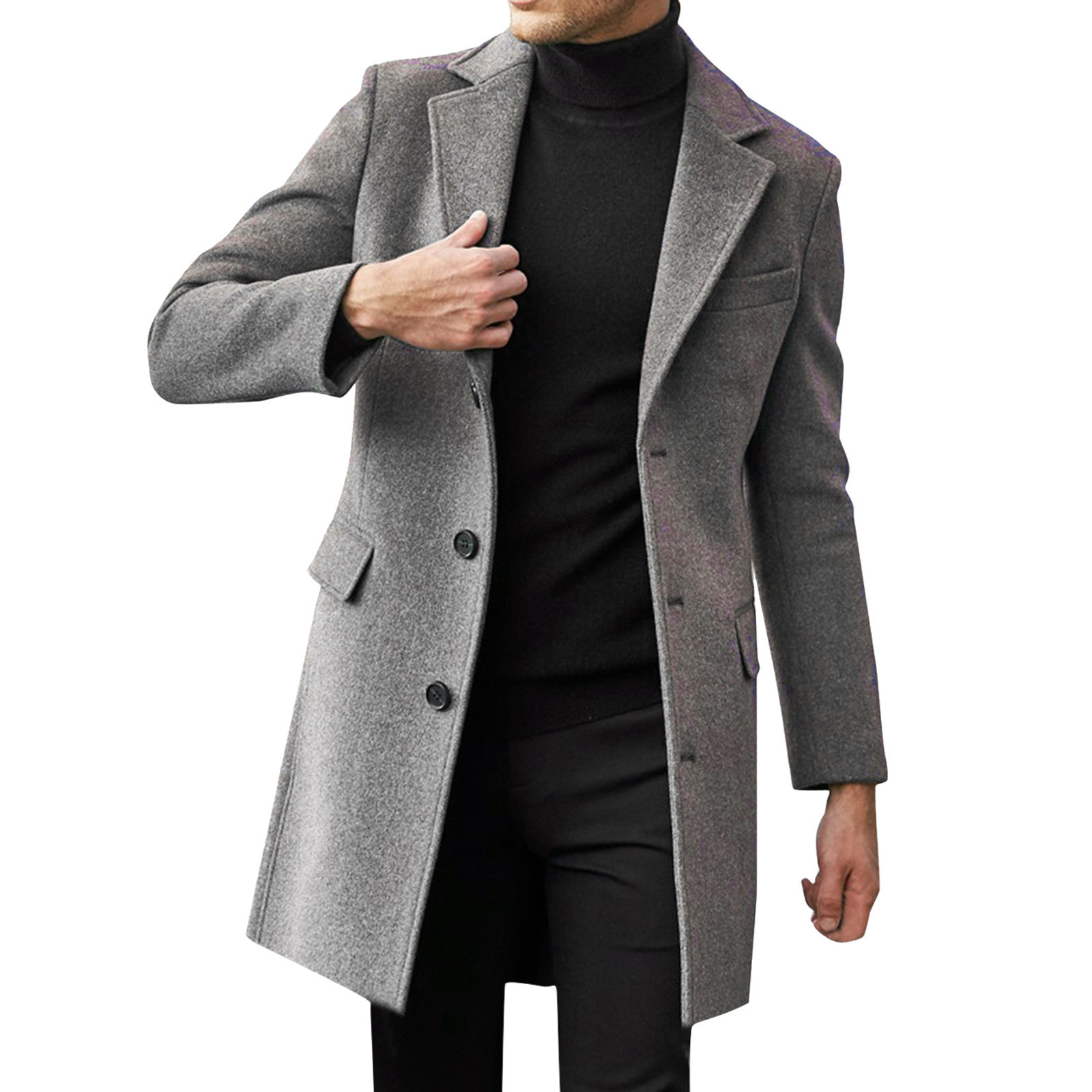 Herrenanzug, Britischer langärmeliger Wollmantel für Herbst und Winter, trendiger Anzug_voghion.com