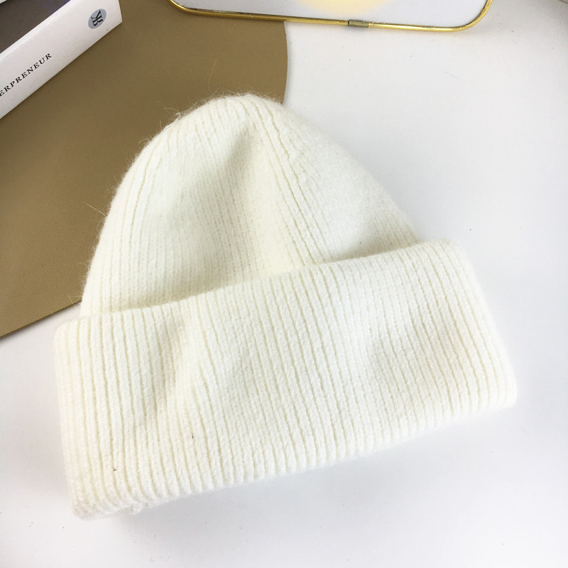 Unisex Winter Kaninchenhaar Strickmütze Damen Herbst und Winter warme dicke Ohrenschützer Mütze Mode Wollmütze Flut_voghion.com