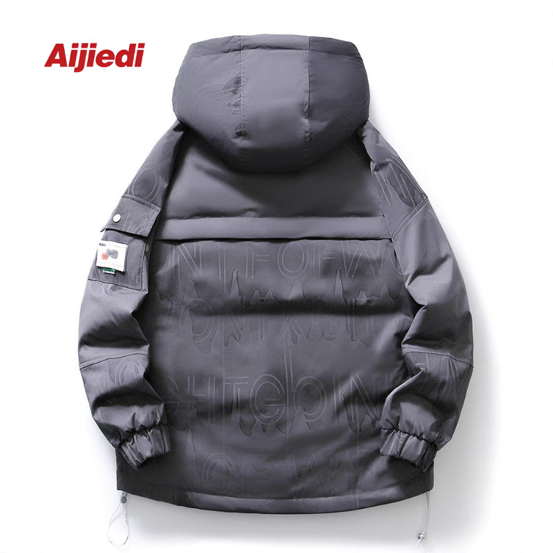 Nuevo chaqueta de plumón impresa para hombres de invierno marca de moda de la juventud abrigo caliente falso dos piezas de chaqueta blanca a prueba de frío para mujeres