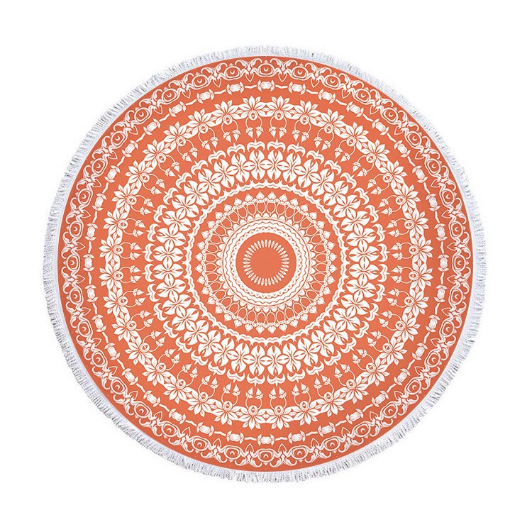 Manufacturer Sells Foreign Trade Beach Round Beach Towel Retro Pattern Microfiber Tassel Digital Printing