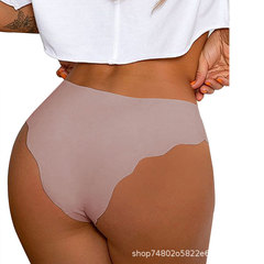 亞馬遜無痕冰絲內褲女波浪邊 一片式棉襠透氣外貿女士三角褲歐美