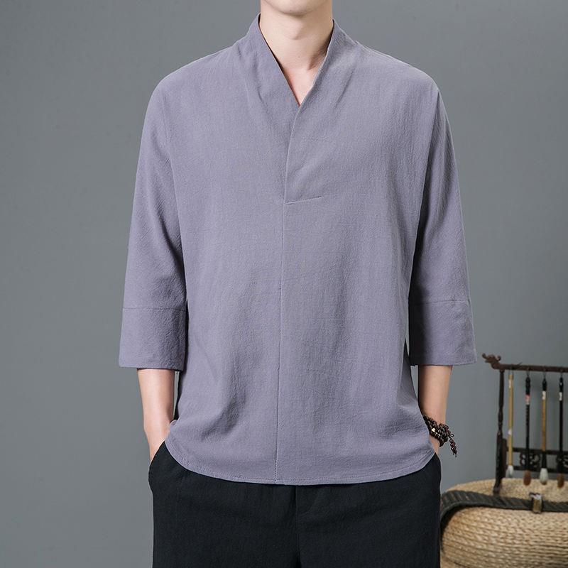 Traje Tang de verano de estilo chino, traje Han de manga corta para hombres y mujeres jóvenes, traje de monje, traje de meditación, traje de té, algodón y lino de verano image 9