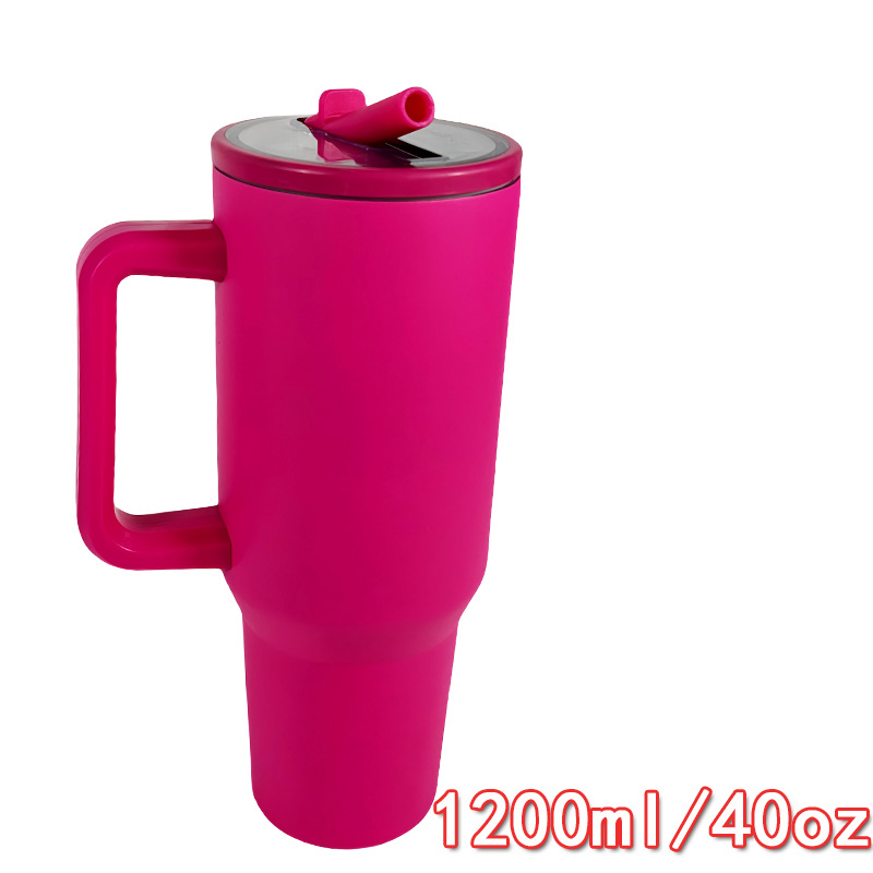 2025 nuevo a través de 40oz doble hielo taza de paja plegable mango portátil taza de automóvil de bebida directa