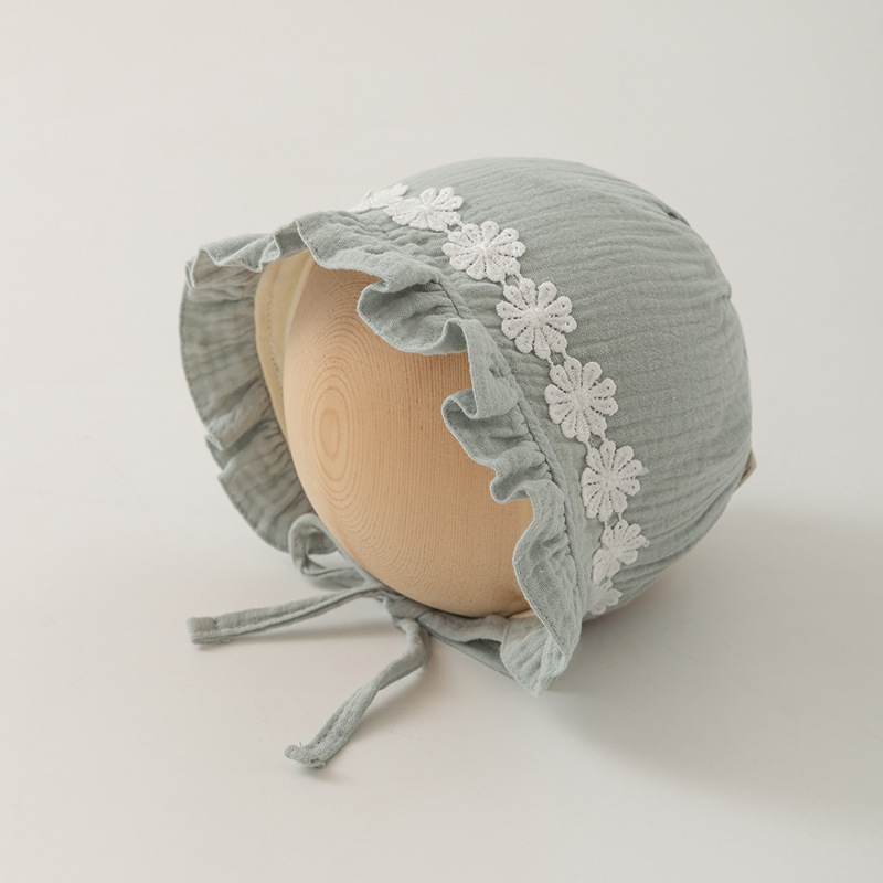 Sombrero de bebé princesa gran brillo delgado sombrero de primavera y otoño sombrero de encaje sombrero cortesano sombrero protector de orejas sombrero de cabeza recién nacido