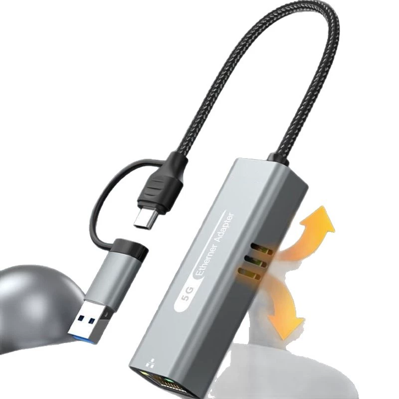 Сетевая карта 5G Gigabit USB к RJ45, сетевой кабель-конвертер, подходящий для ноутбука, проводная сетевая карта Type-C