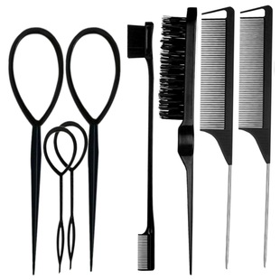 Cross -border explosion hairdressing tools Steel needle steel needle tail -tail -tail pull -up pins, long tail comb, 8 -piece brush brush brush
