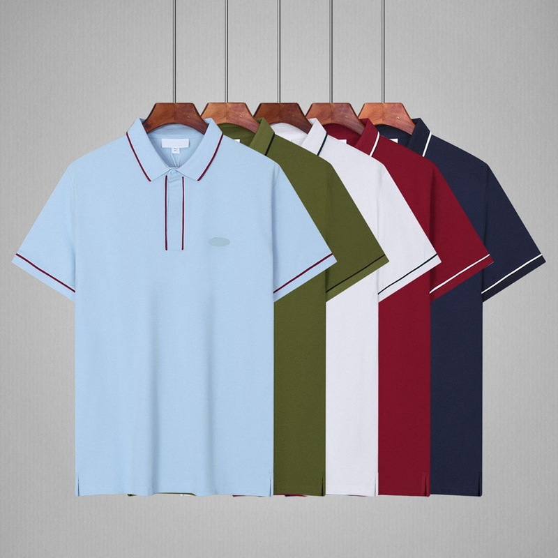 High-Quality New French Crocodile Casual Men's Short-Sleeved Polo Shirt Pure Cotton Fish Collar Lapel Short-Sleeved T-Shirt for Men