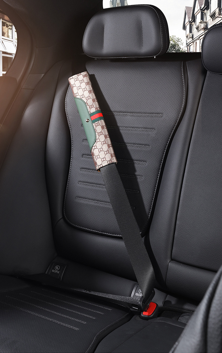 Fashionable and Breathable Leather and Linen Interior Accessories for All Seasons, Car Seatbelt Shoulder Pads, Protective Covers, North American Amazon