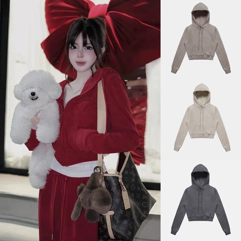 Korean Badblood Bcac Series Red American Sexy Sweatshirt Women's Retro Loose Casual Hooded Top