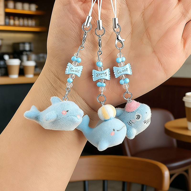 Flocked Ocean Shark Series Realistic Animal Small Gifts Items Children's Gifts Keychain Ins Bag Pendant