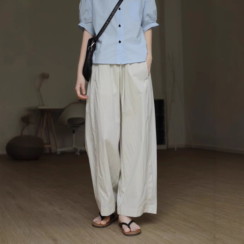 Casual and Cool Straight Wide-Leg Balloon Pants for Women with Pear-Shaped Body, Summer Thin Style