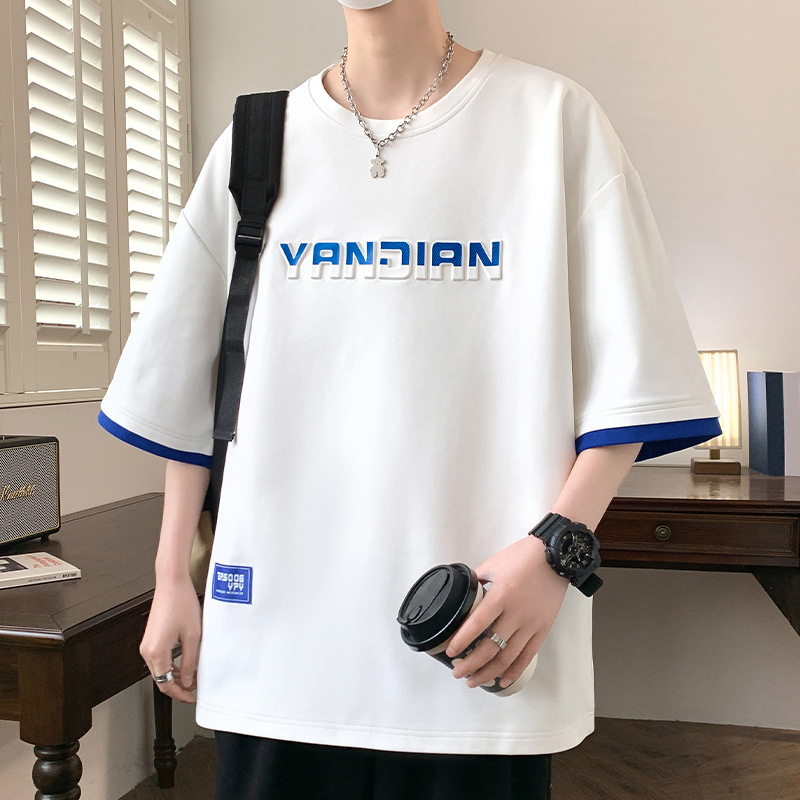 Internet Celebrity Popular Large Size Short-Sleeved T-Shirt Men's Summer New Round Neck Loose Casual Bottoming Top Versatile Half-Sleeved T-Shirt