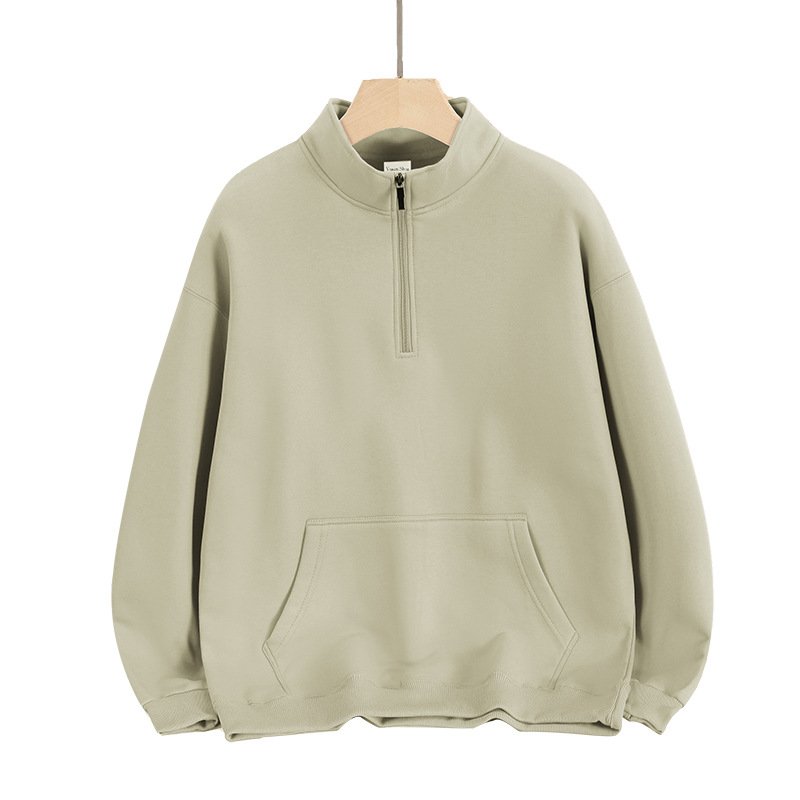 600G pesado medio cremallera de manga larga cuerpo de entrenamiento ropa de trabajo herramientas de algodón suéter impresión de logotipo personalizado