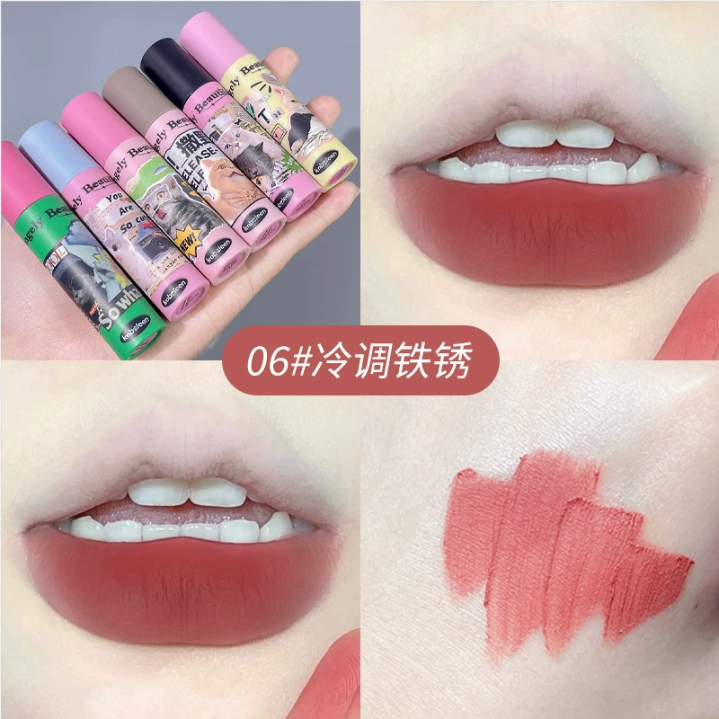 Помада-блеск Lip Glaze (kobeleen) Fun Meow Velvet Matte, легкая безсушащая формула, 6 милых оттенков