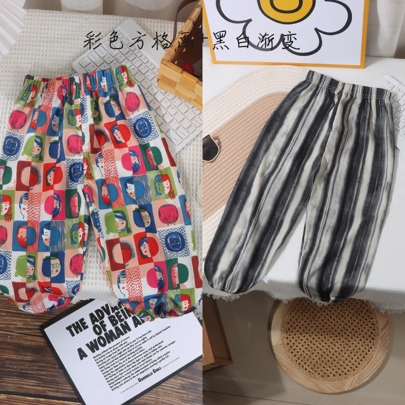 Pantalones infantiles de verano para niños, pantalones de nueve puntos para mujeres, pantalones anti-mosquitos coreanos, pantalones de lámpara, dos paquetes image 8