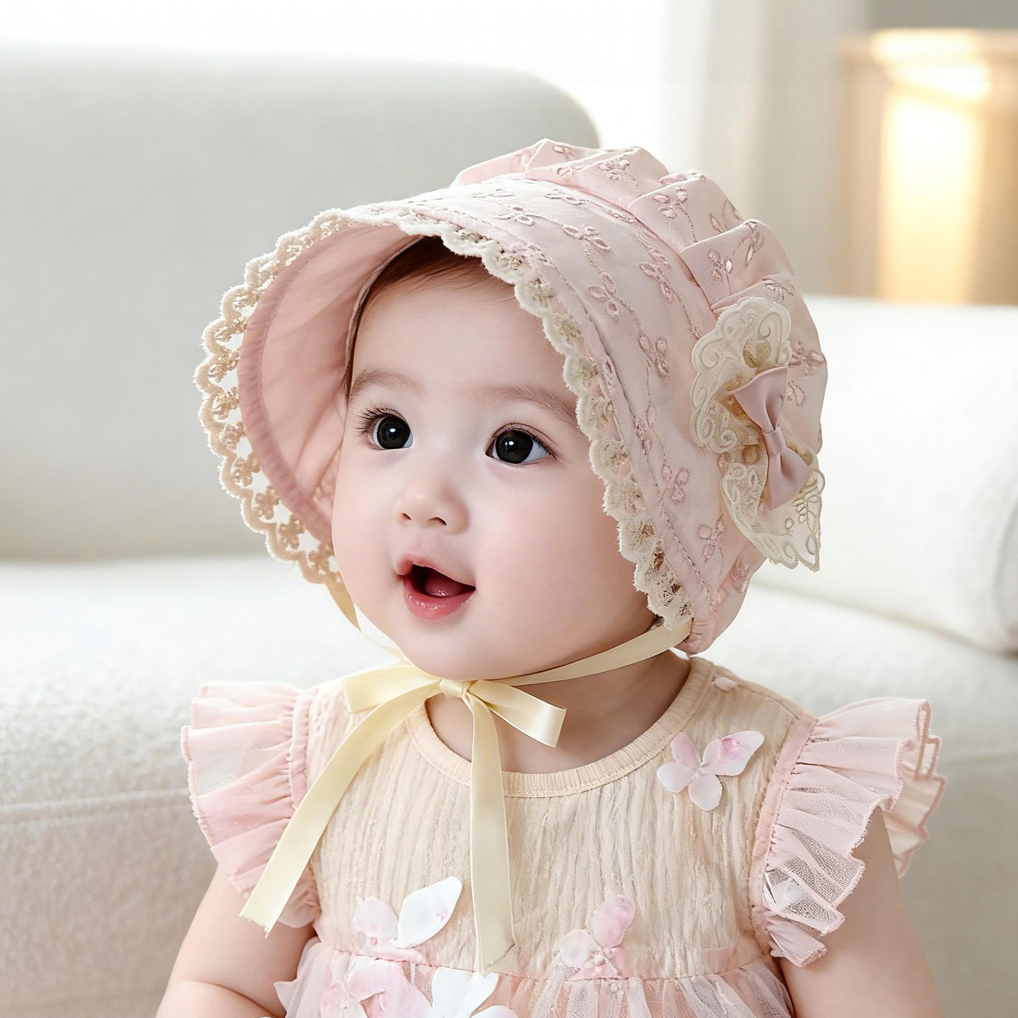 婴儿帽子春秋季薄款宝宝渔夫帽婴幼儿女遮阳帽胎帽新生儿洋气夏季