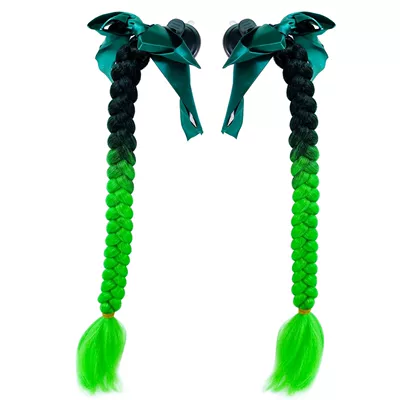 Motosiklet dəbilqələri — Accessories - 1-pair-of-black-and-green-braids-plus-bows