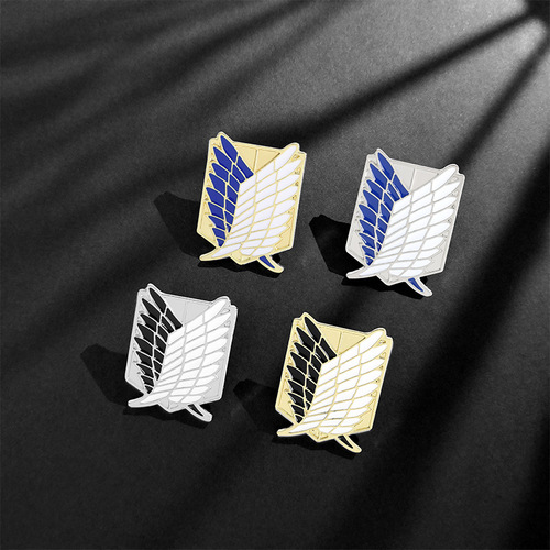 Japanese anime merchandise accessories, Attack on Titan Freedom Wing logo badge, enameled alloy brooch