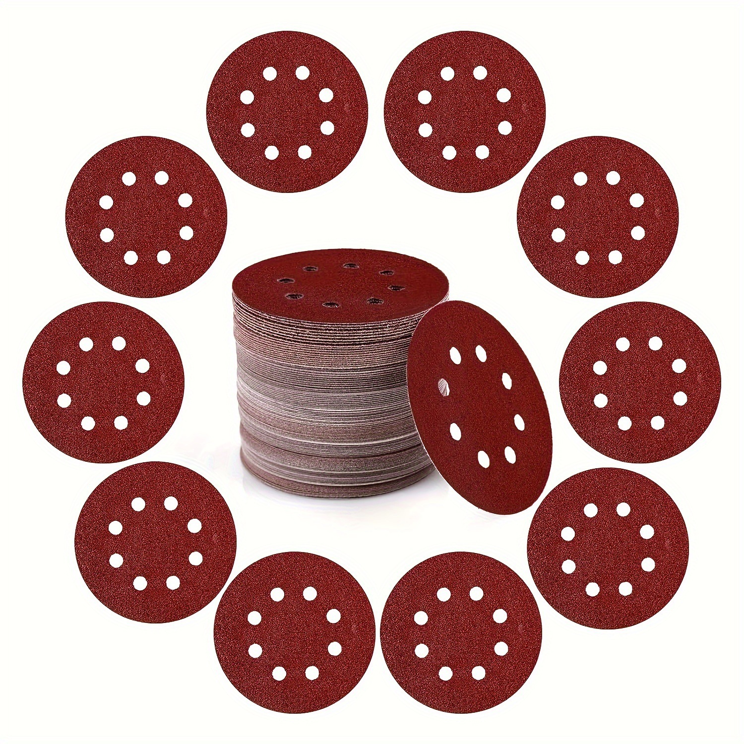 100 pcs 5 Inch Sanding Discs Hook and Loop Sandpaper for跨境