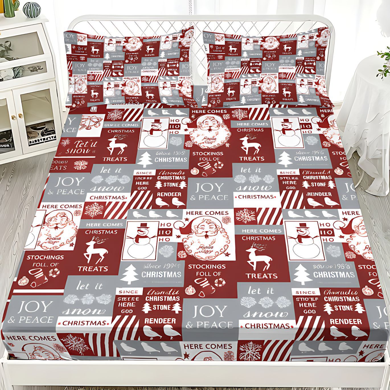 TEMU / JIT transfronterizo textil de moda de Navidad impresión digital HD cama de cama de cama de almohada de cama