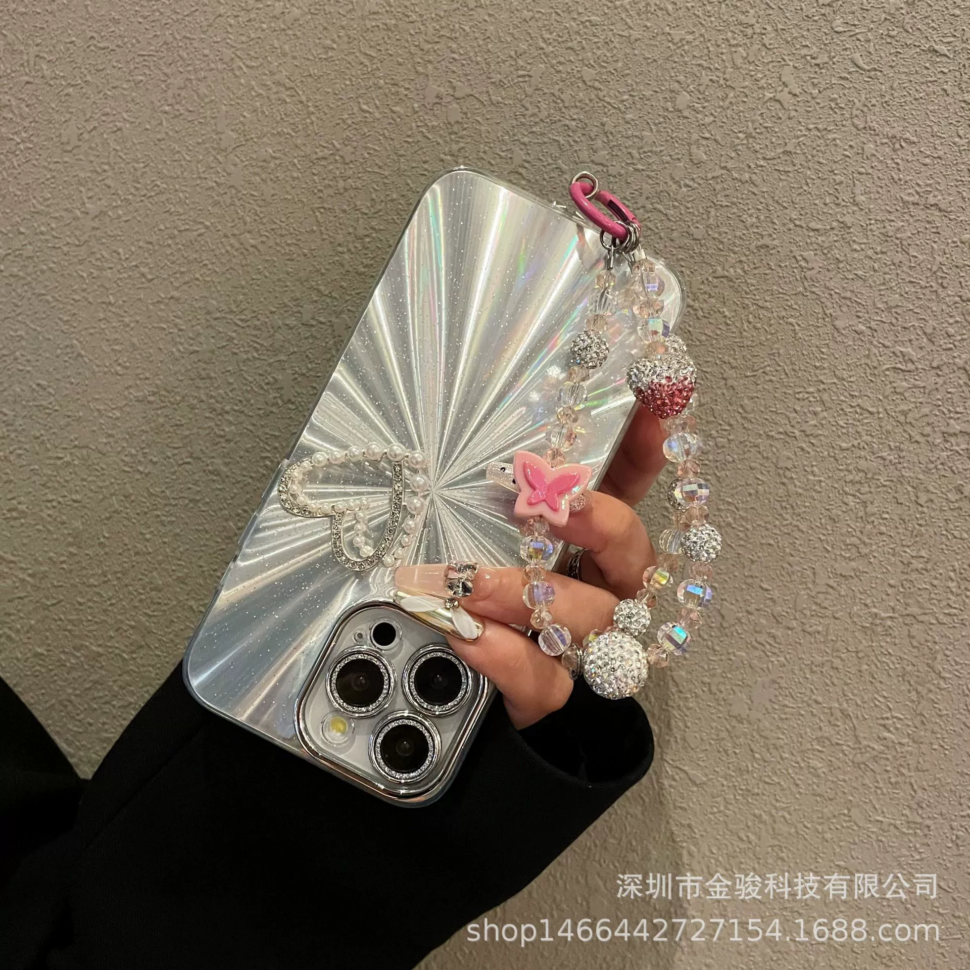 Модный трехмерный мобильный телефон, короткий ремешок, цепь, стиль light luxury