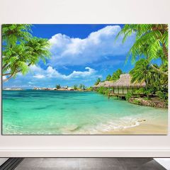 海画の美しい風景画碧水青空白雲聚財高清海水図掛け画客間ホテル装飾画
