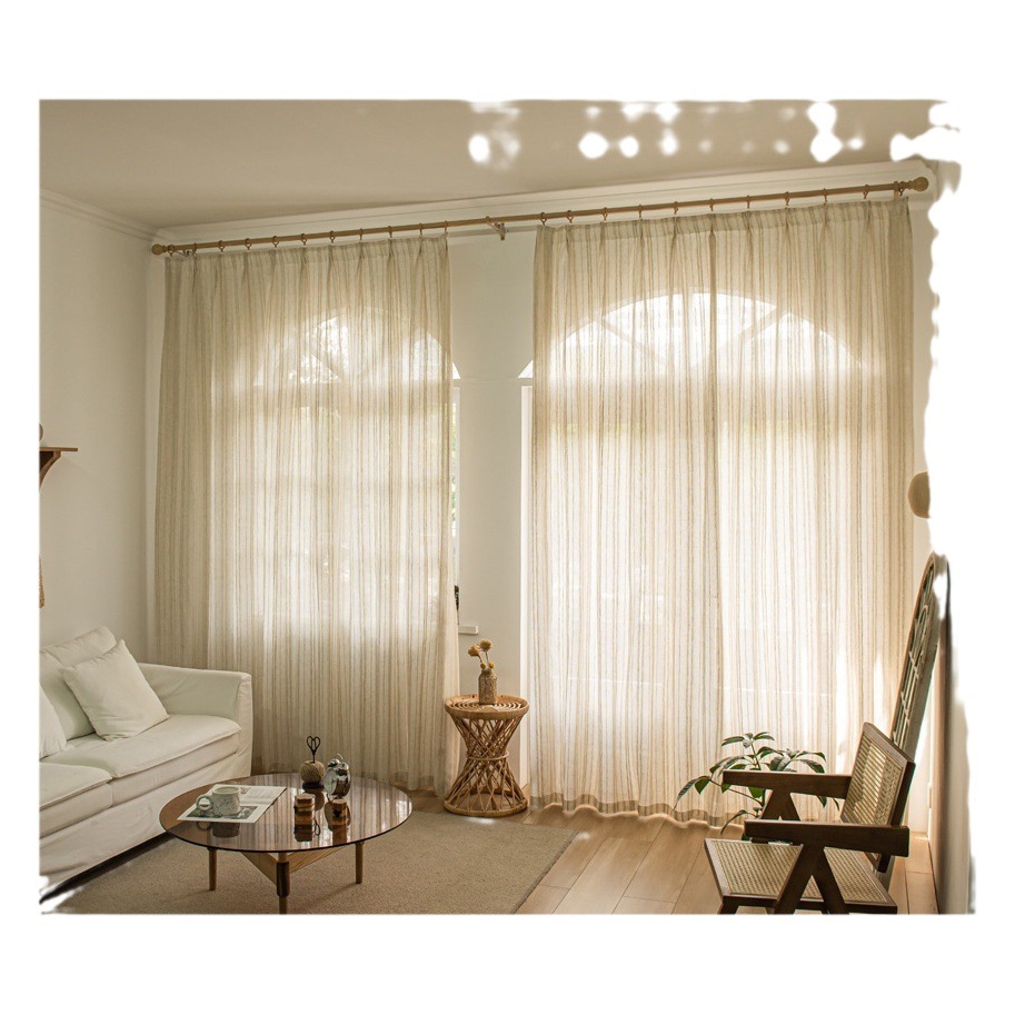 日本式クロスボーダー窓紗客間寝室ベランダレストランアマゾン完成品窓紗透明カーテンメーカー卸売り