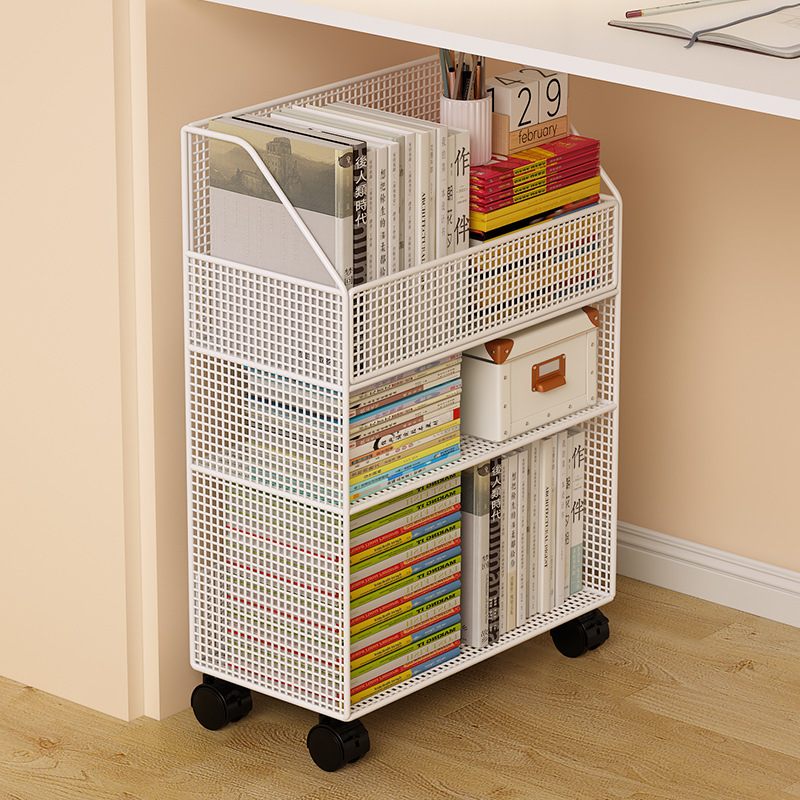 Next to the Storage Rack Floor-Standing Home Student Classroom Desk Side Bookcase Removable Small Bookshelf with Wheels Desk